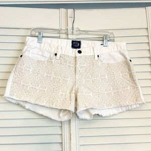 Irving & Fine for Lucky Brand White Embroidered Riley Jean Shorts Size 8 29